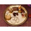 Sacred Brass-Tone Puja Thali Set with Embossed Om Symbol (10.6-Inch)