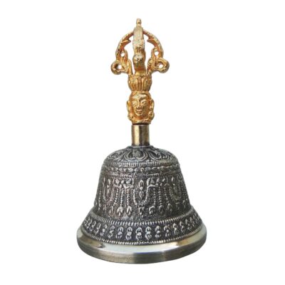 Traditional Brass Tibetan Hand Bell (Ghanta) with Vajra Handle (5Inch)